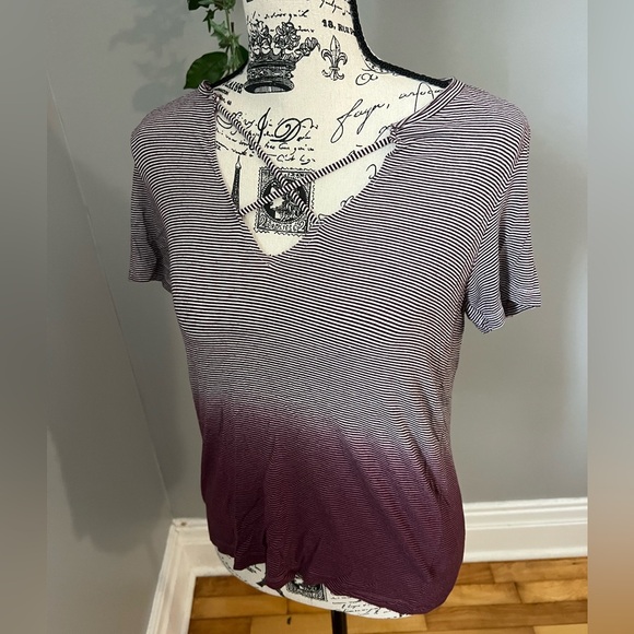 American Eagle Outfitters Ombré V-Neck T-Shirt Tee - Picture 5 of 7